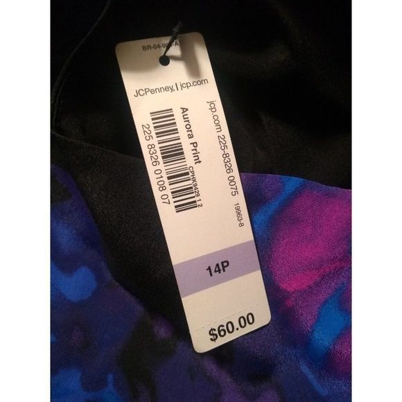 Worthington Aurora Print Sheath Dress Purple Size 14P - Picture 4 of 5